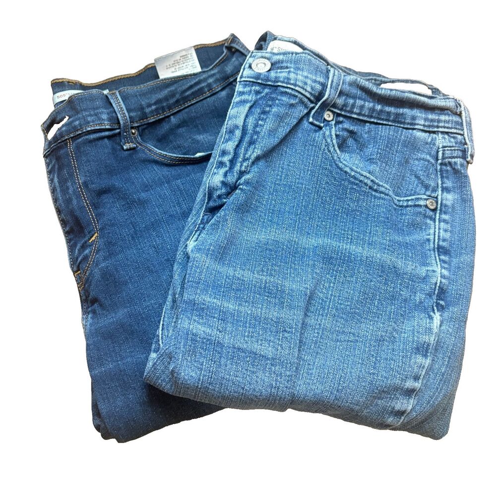 Levi's 505 Straight Leg Jeans Women 12 Blue Denim Stretch Mid Rise Set of 2